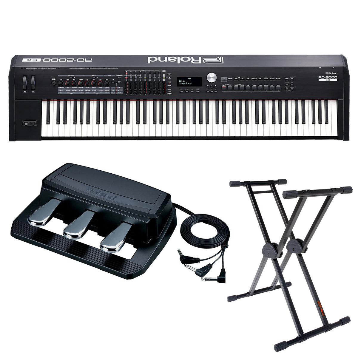 Roland RD-2000 EX 88-Key Digital Stage Piano, Bundle with Pedal Unit a ...