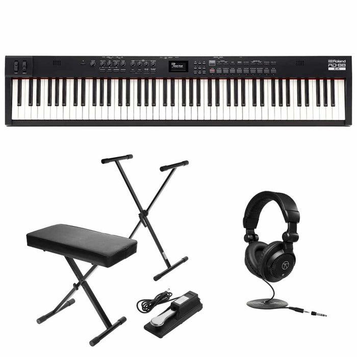 Roland RD-88 EX 88-Key Digital Stage Piano + Stand, Bench, Pedal and Headphones